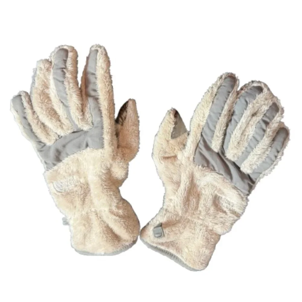 THE NORTH FACE Osito Etip Faux Fur Fleece Gloves Size Medium Grey Blue